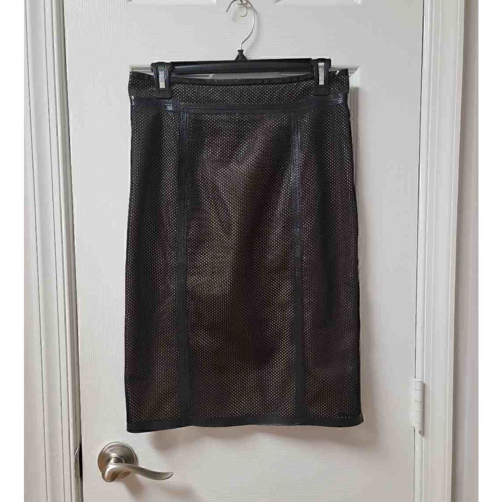 Red Valentino Leather "Fishnet" Pencil Skirt M